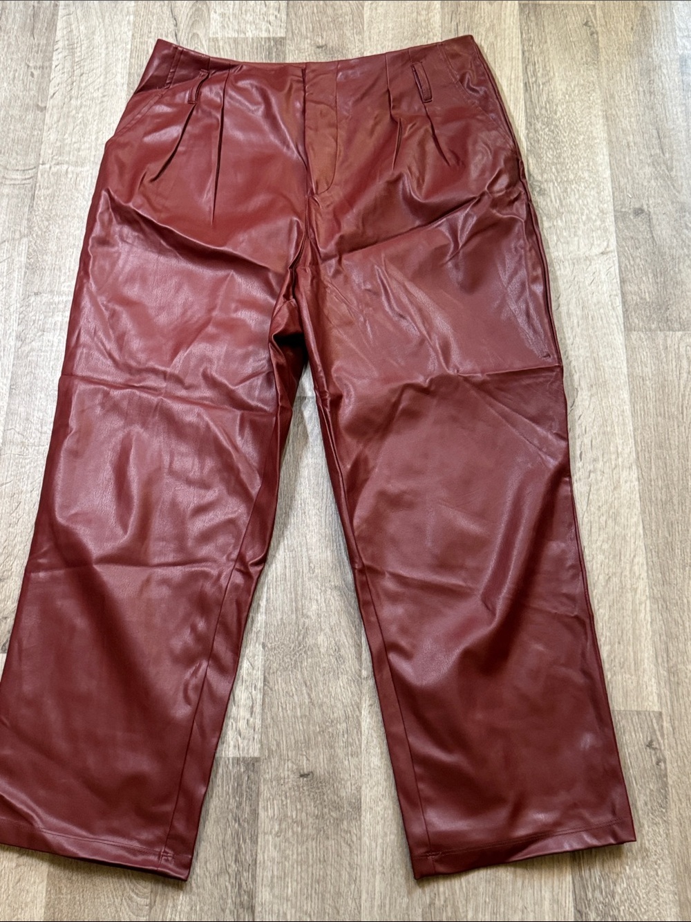 Who What Wear Faux Leather Trousers - Rust Red. Size 12